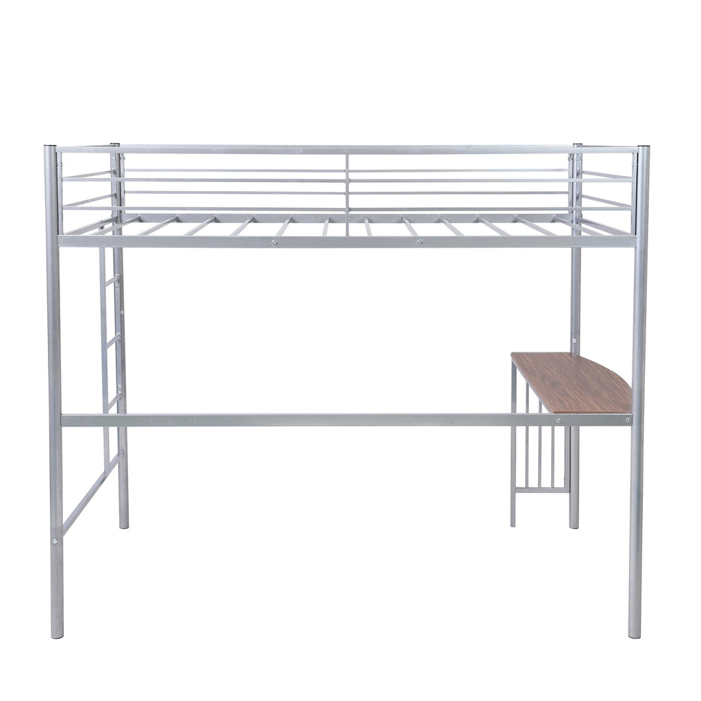 LuxxHomes  Silver Metal Twin Size Loft Bed with Desk