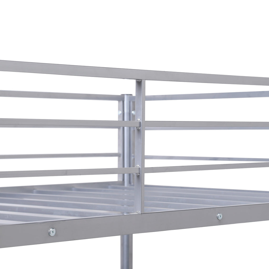 LuxxHomes  Silver Metal Twin Size Loft Bed with Desk