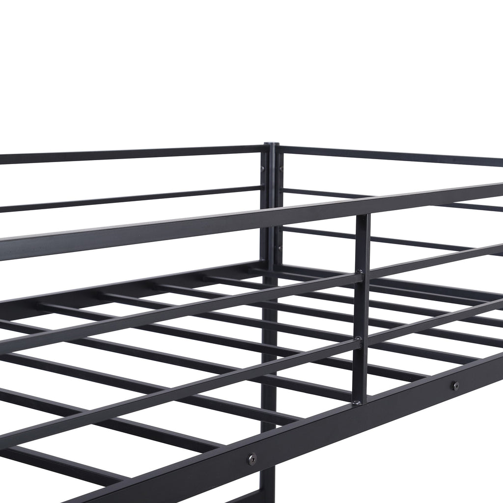 LuxxHomes  Black Metal Twin Size Loft Bed with Desk