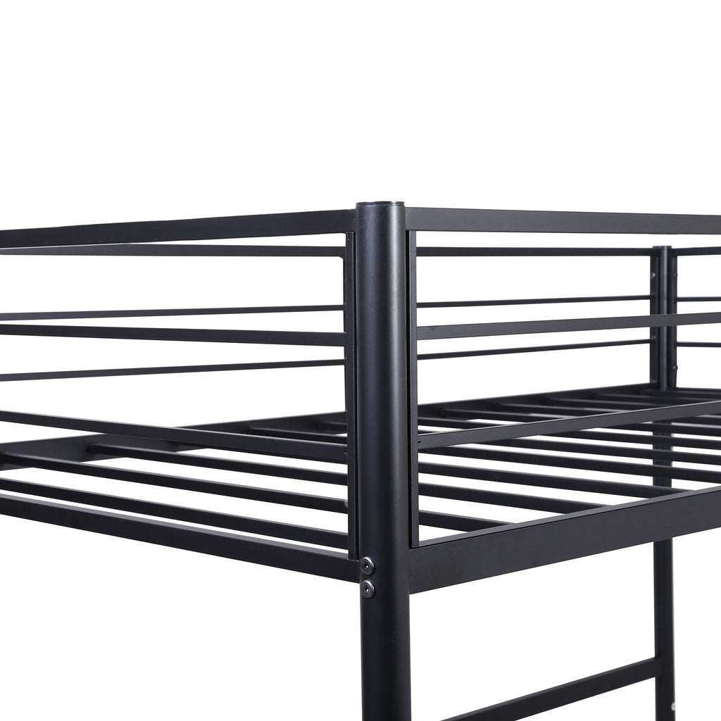 LuxxHomes  Black Metal Twin Size Loft Bed with Desk