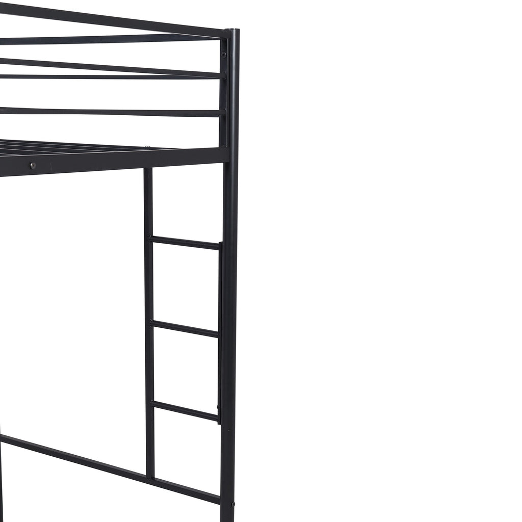 LuxxHomes  Black Metal Twin Size Loft Bed with Desk