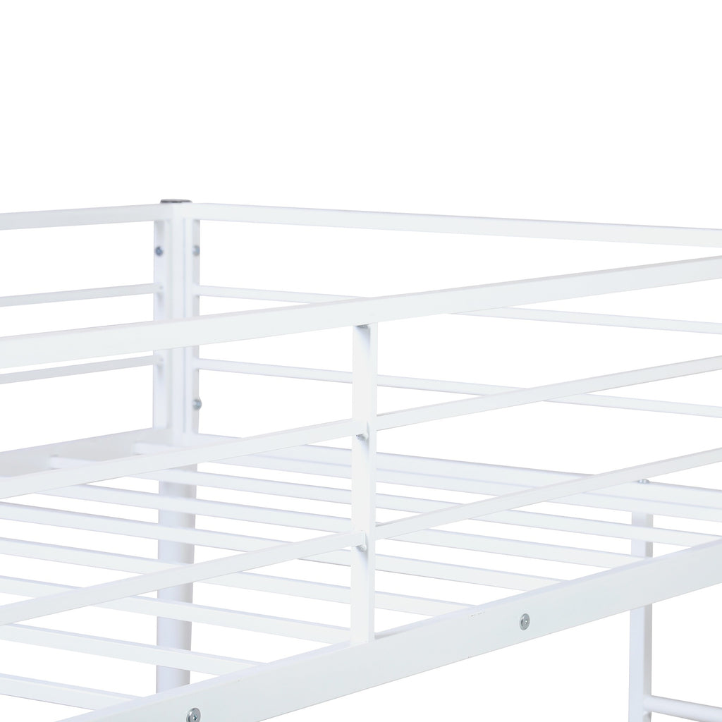 LuxxHomes  White Metal Twin Size Loft Bed with Desk