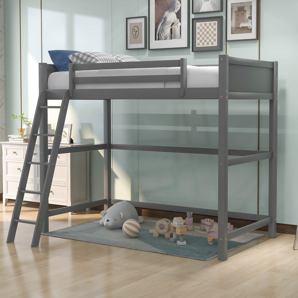 LuxxHomes  Gray Twin Size High Loft Bed