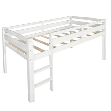 LuxxHomes  White Twin Size Lof Loft Bed