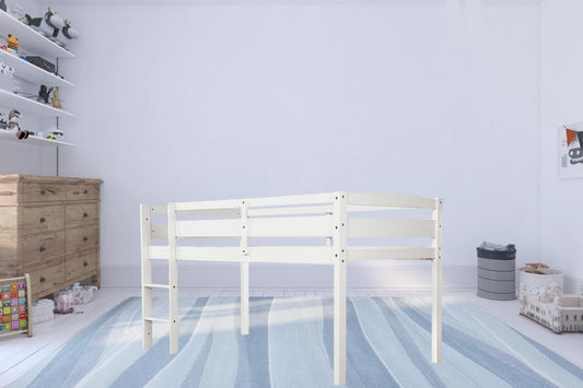 LuxxHomes  White Twin Size Lof Loft Bed