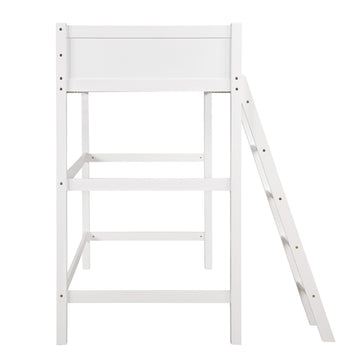 LuxxHomes  White Twin Size High Loft Bed