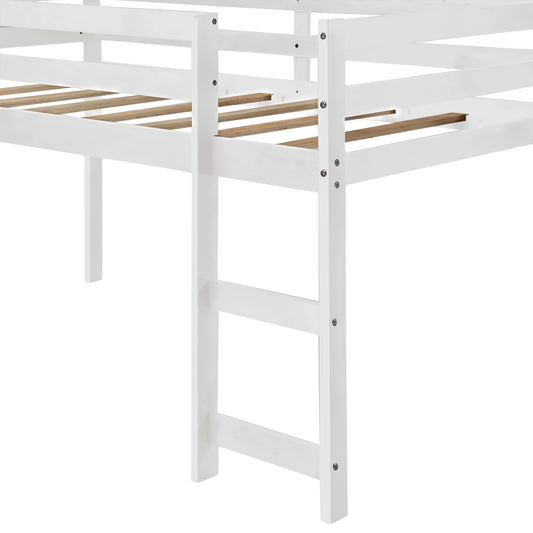 LuxxHomes  White Low Loft Bed With Slide