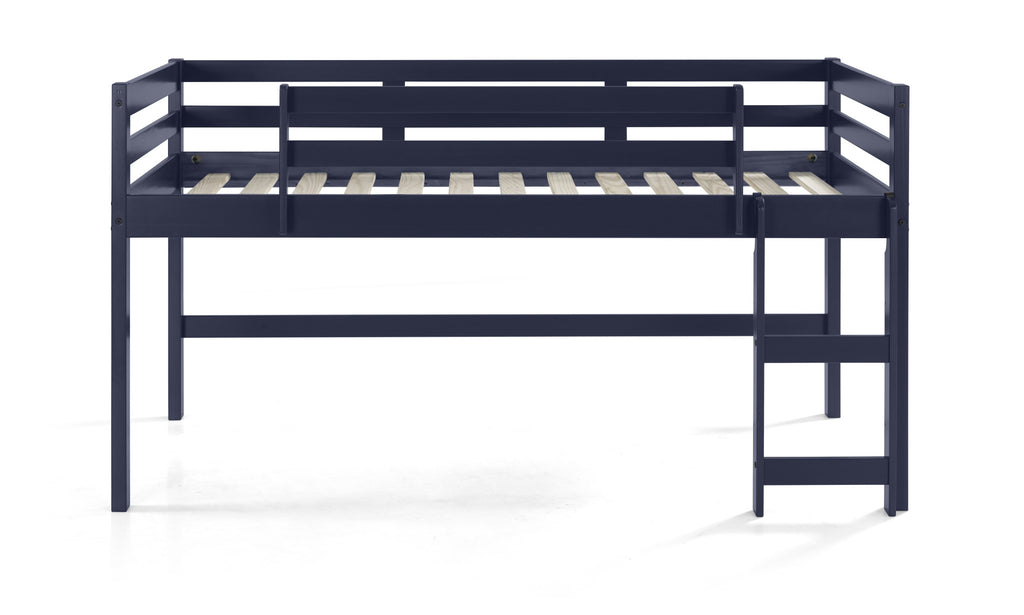 LuxxHomes  Twin Loft Bed Navy Blue Finish