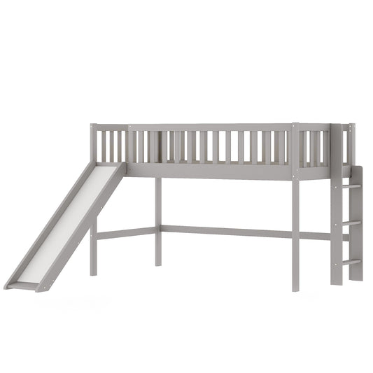 LuxxHomes  Gray Twin Traditional Manufactured Wood and Solid Wood Bunk Bed