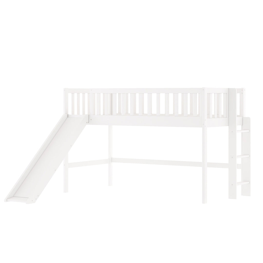 LuxxHomes  White Twin Traditional Manufactured Wood and Solid Wood Bunk Bed