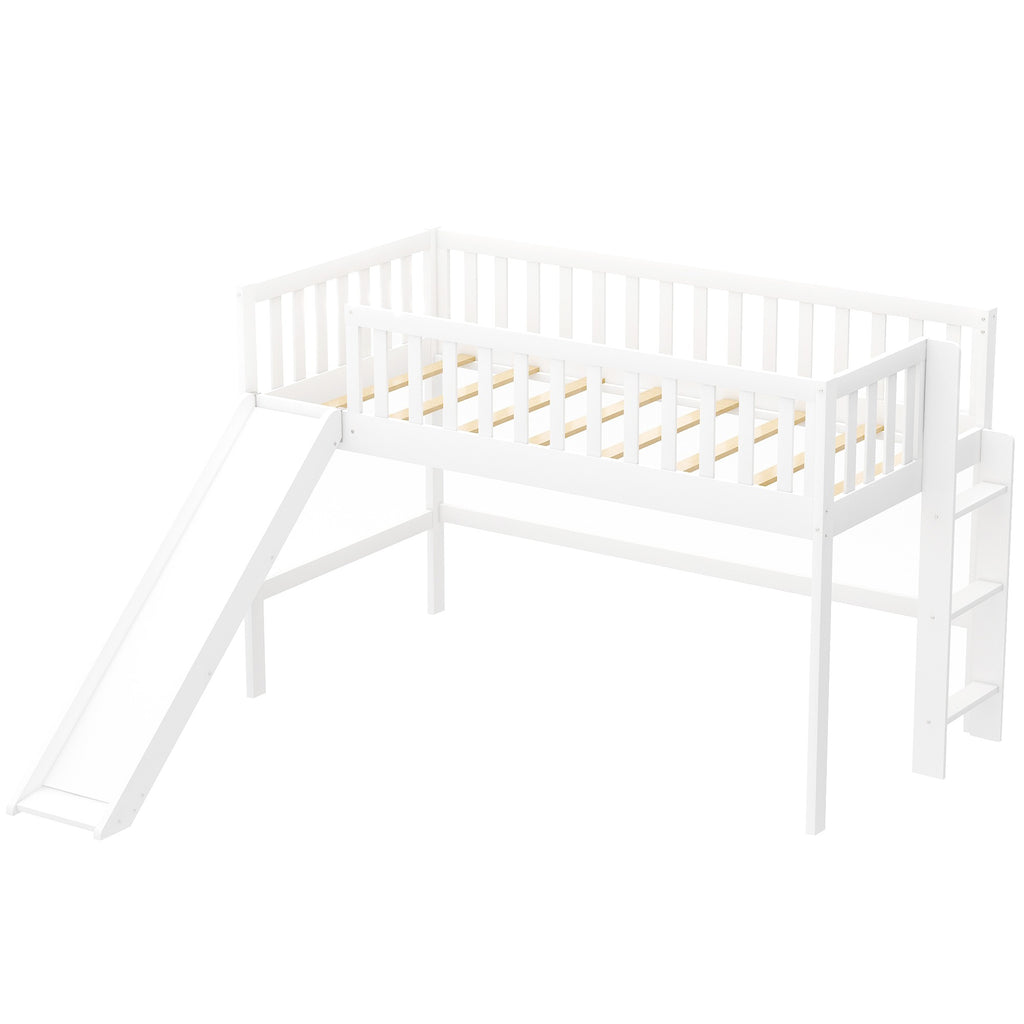 LuxxHomes  White Twin Traditional Manufactured Wood and Solid Wood Bunk Bed