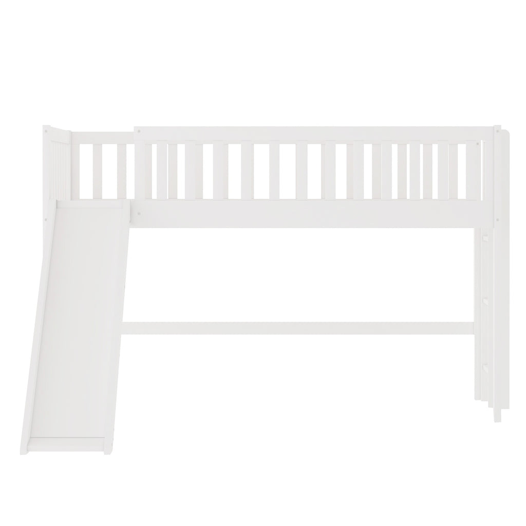 LuxxHomes  White Twin Traditional Manufactured Wood and Solid Wood Bunk Bed