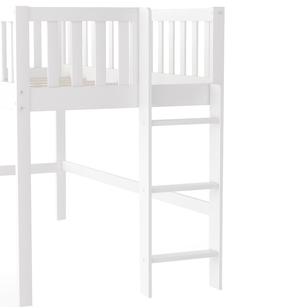 LuxxHomes  White Twin Traditional Manufactured Wood and Solid Wood Bunk Bed