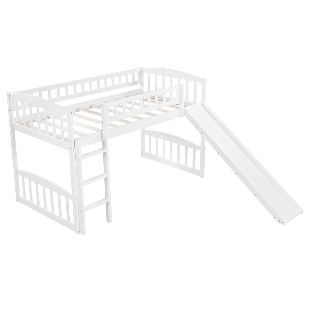 LuxxHomes  White Twin Traditional Manufactured Wood and Solid Wood Bunk Bed