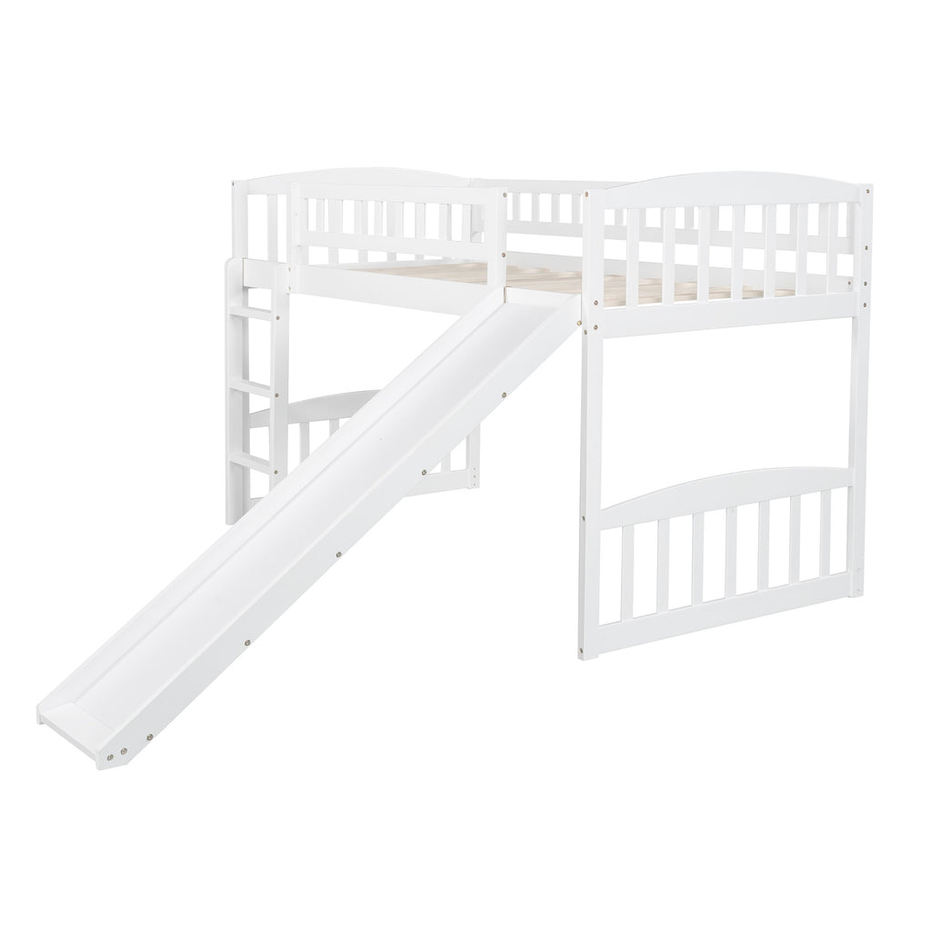 LuxxHomes  White Twin Traditional Manufactured Wood and Solid Wood Bunk Bed