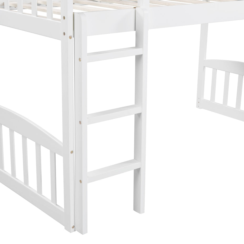 LuxxHomes  White Twin Traditional Manufactured Wood and Solid Wood Bunk Bed