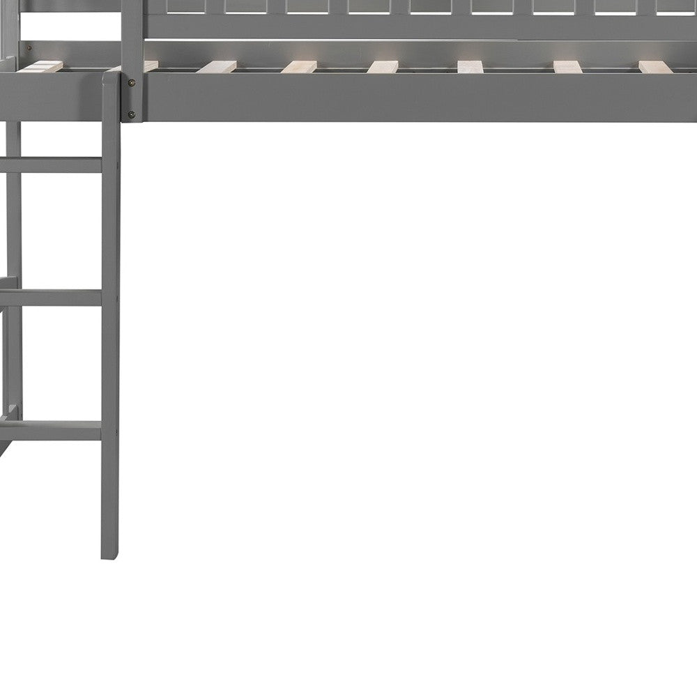 LuxxHomes  Gray Twin Traditional Manufactured Wood and Solid Wood Bunk Bed