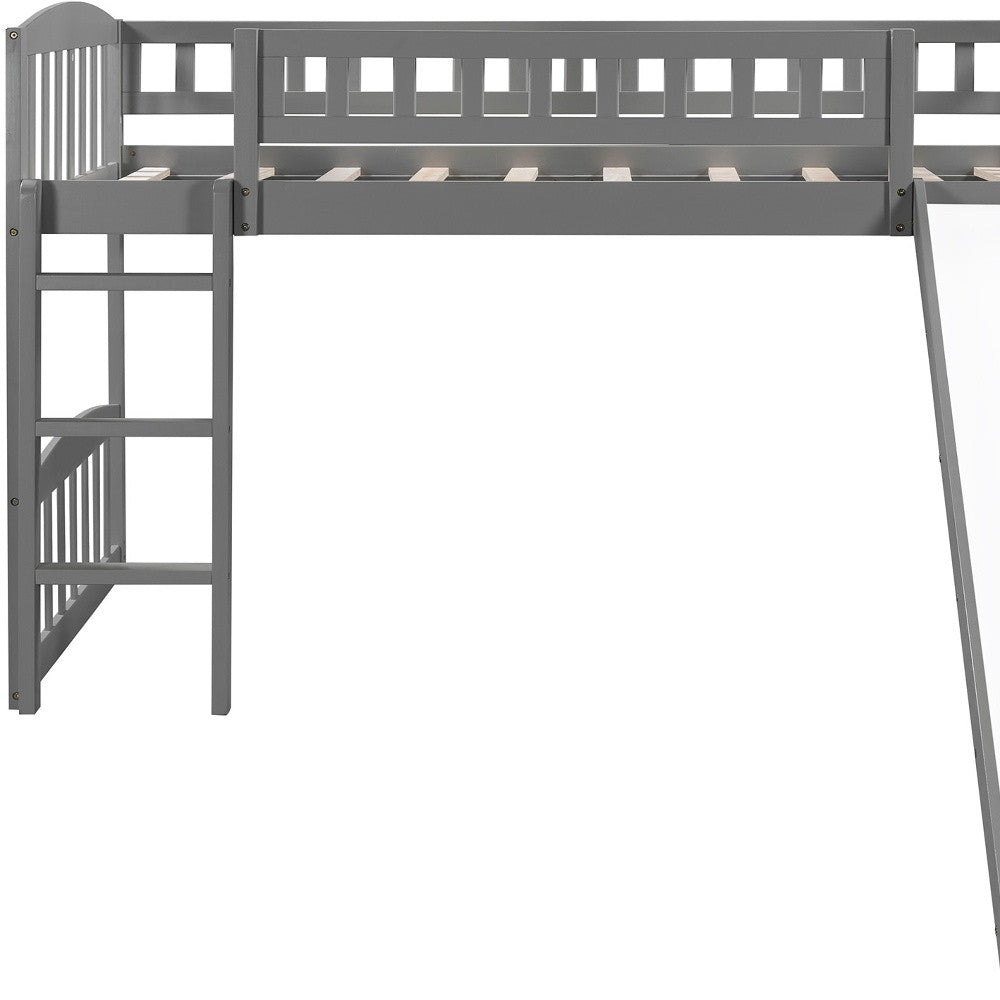 LuxxHomes  Gray Twin Traditional Manufactured Wood and Solid Wood Bunk Bed