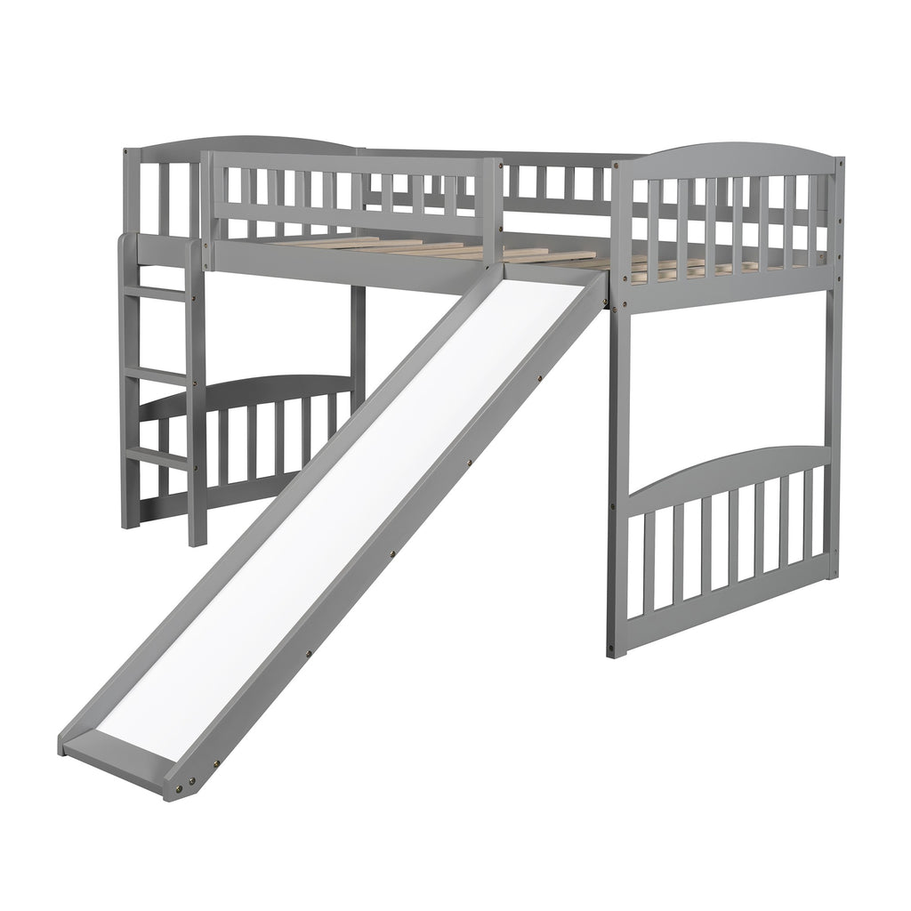 LuxxHomes  Gray Twin Traditional Manufactured Wood and Solid Wood Bunk Bed