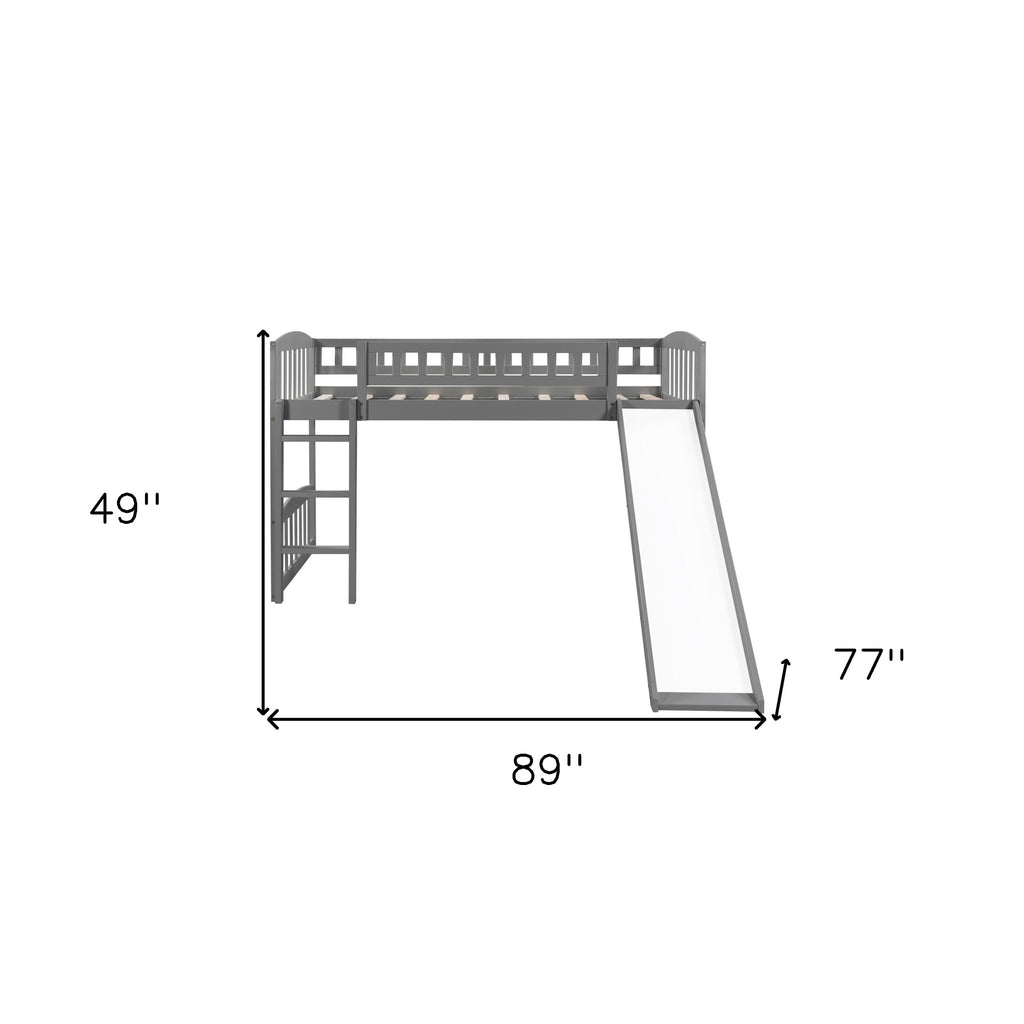 LuxxHomes  Gray Twin Traditional Manufactured Wood and Solid Wood Bunk Bed