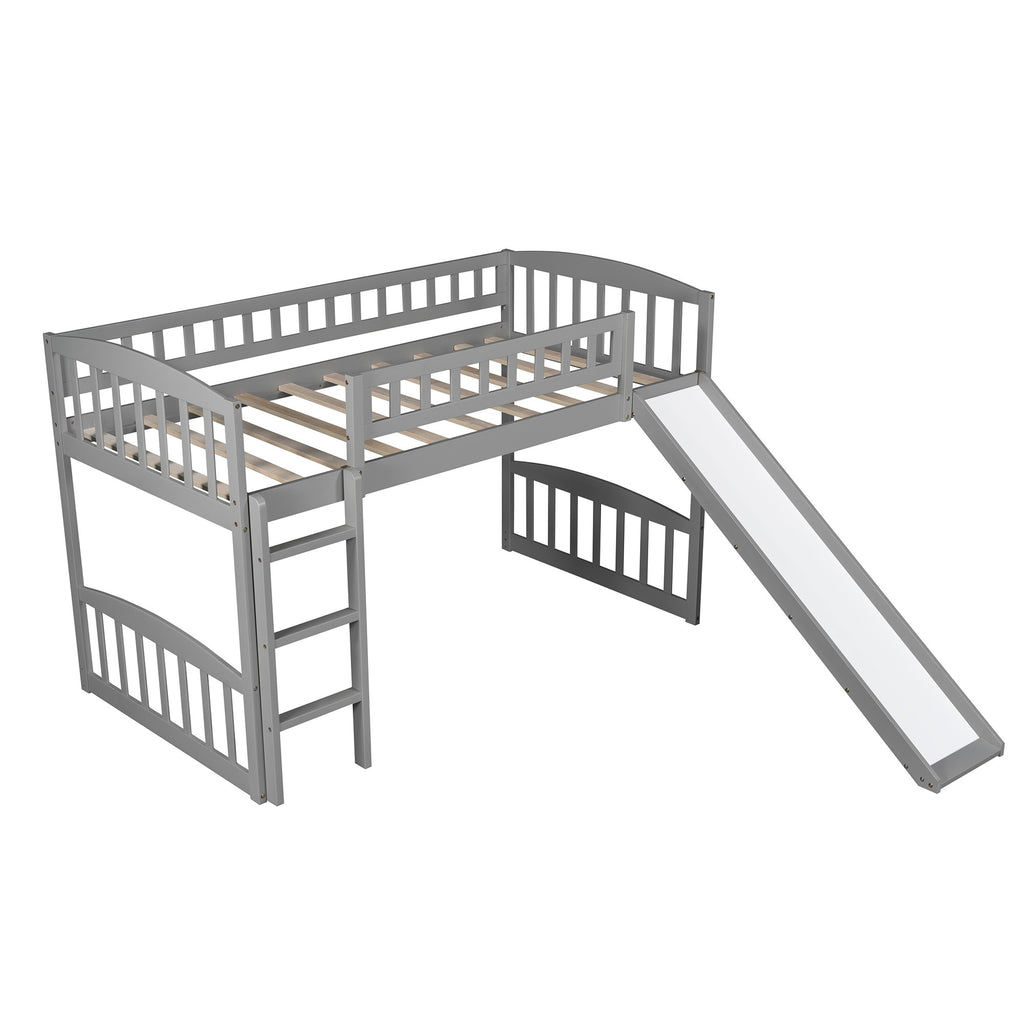 LuxxHomes  Gray Twin Traditional Manufactured Wood and Solid Wood Bunk Bed