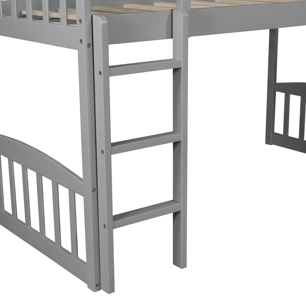 LuxxHomes  Gray Twin Traditional Manufactured Wood and Solid Wood Bunk Bed