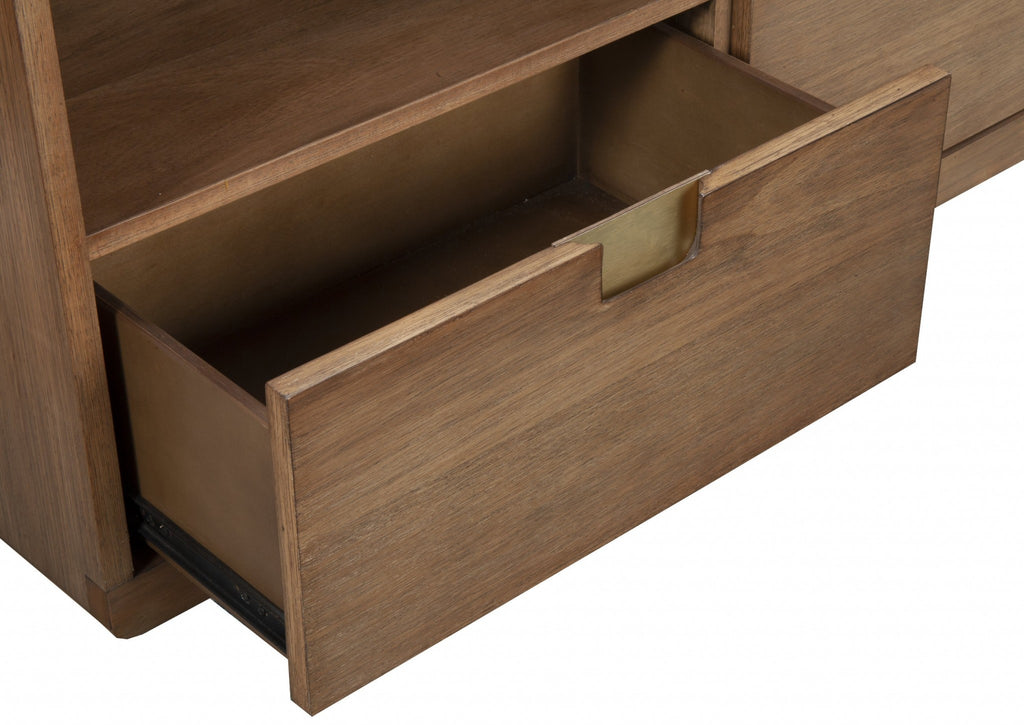 64" Sand Solid Wood Open shelving TV Stand