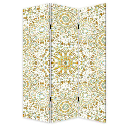 Blue Boho Mandala Three Panel Room Divider Screen