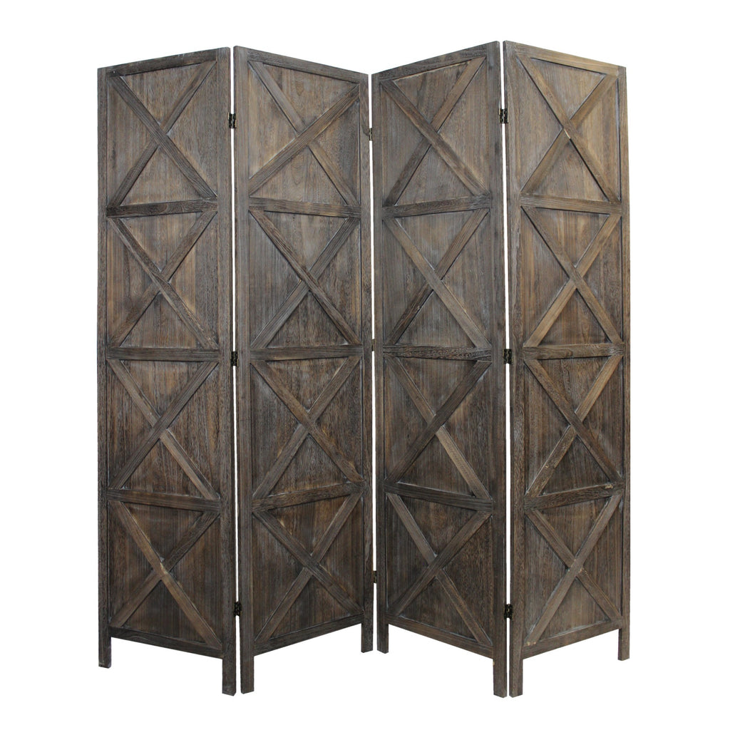 Modern Farmhouse Rustic Four Panel Room Divider Screen