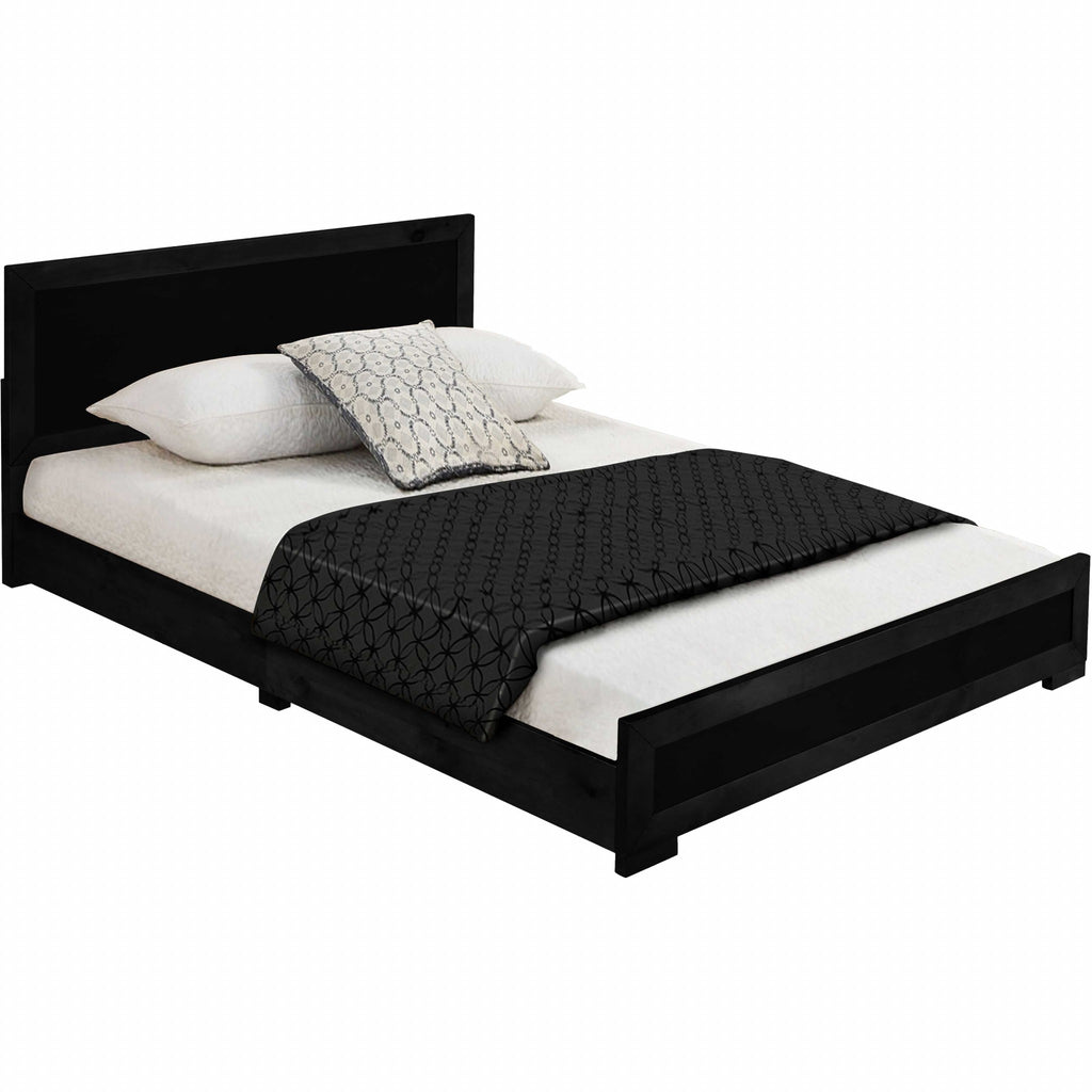 Moma Black Wood Platform King Bed With Two Nightstands