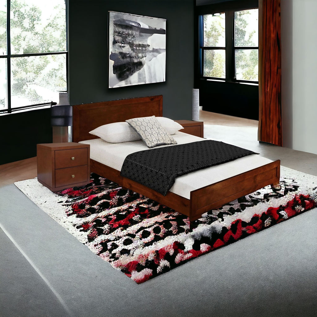 Moma Black Wood Platform King Bed With Two Nightstands