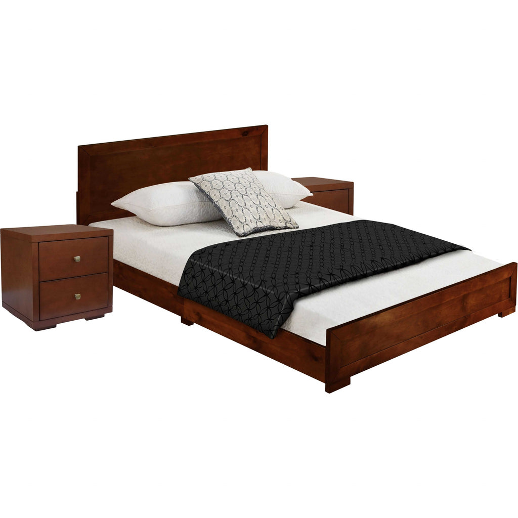 Moma Black Wood Platform King Bed With Two Nightstands