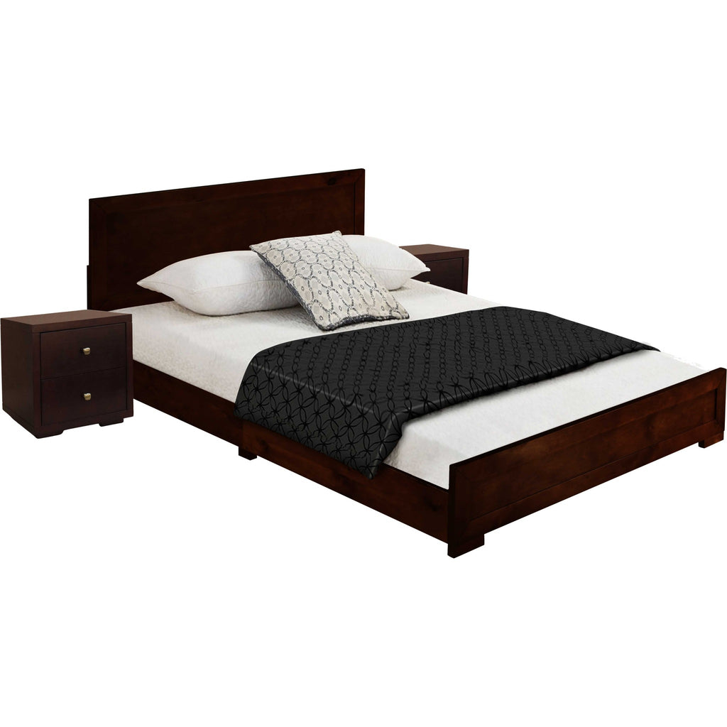 Moma Black Wood Platform King Bed With Two Nightstands