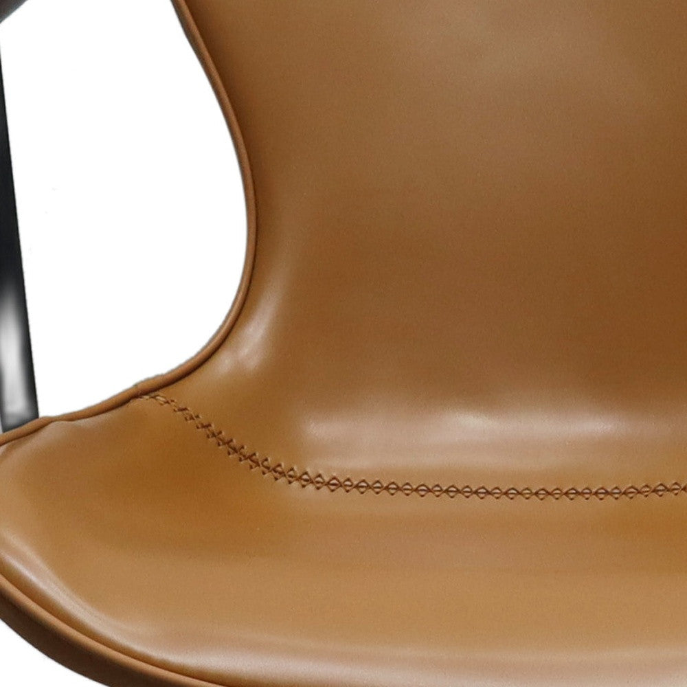 Camel And Black Upholstered Faux Leather Dining Arm Chair