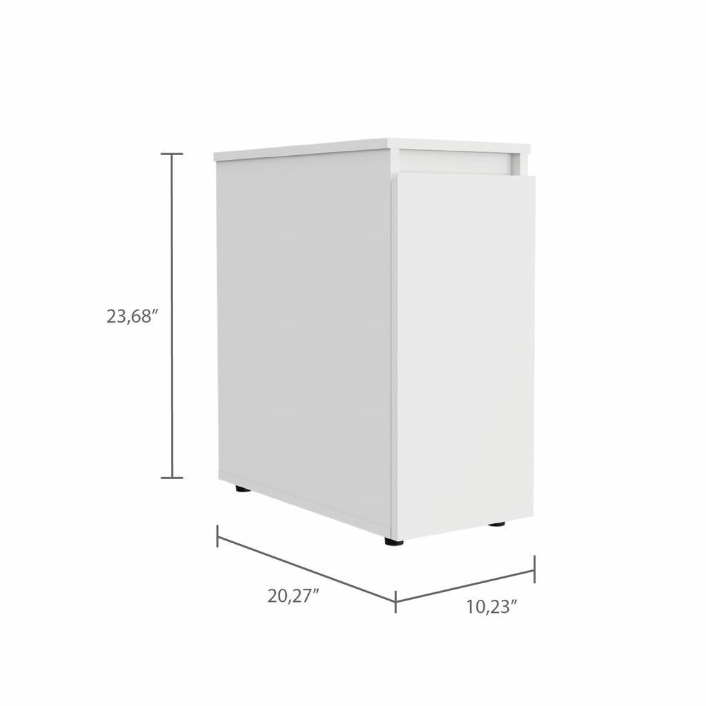 LuxxHomes  24" White One Drawer Bathroom Storage Cabinet