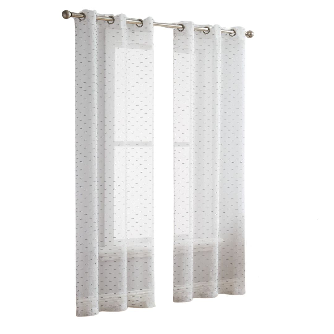 LuxxHomes  Set of Two 84" Silver Sprinkled Embellishment Window Curtain Panels