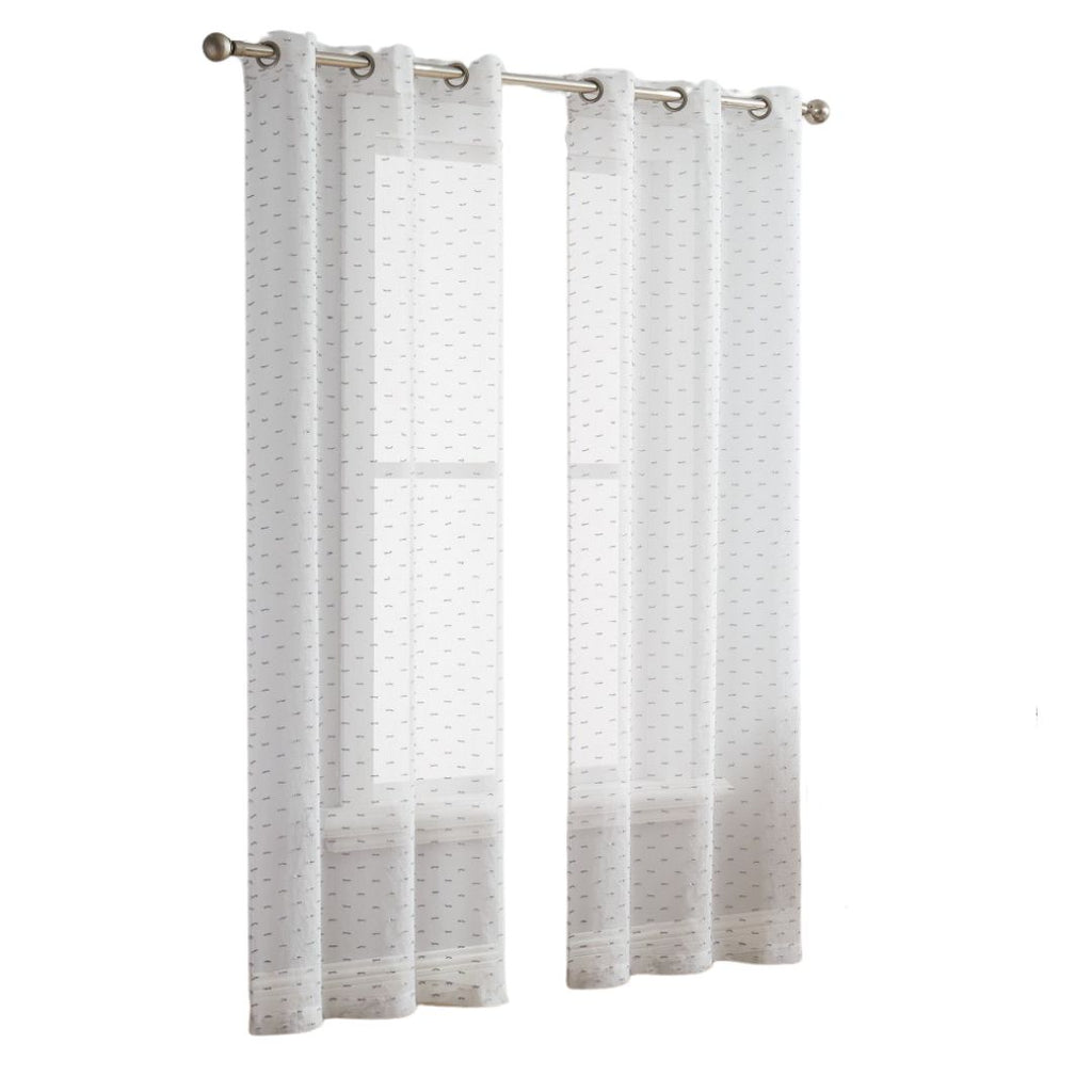 LuxxHomes  Set of Two 84" Silver Sprinkled Embellishment Window Curtain Panels