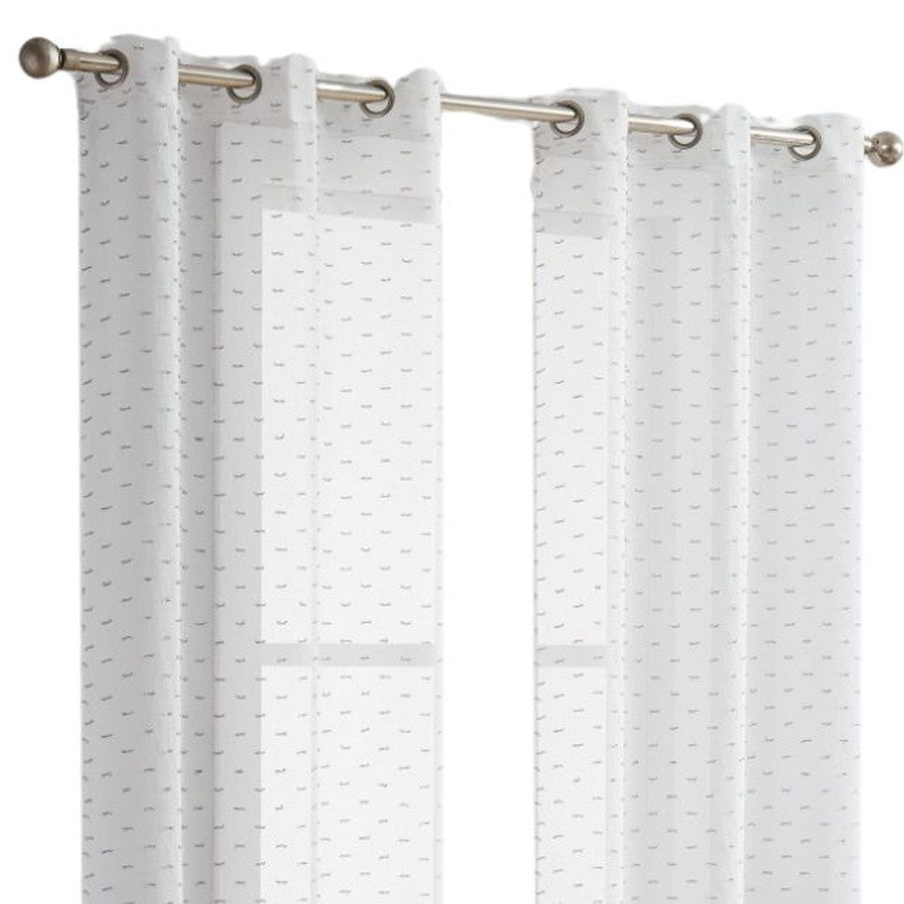 LuxxHomes  Set of Two 84" Silver Sprinkled Embellishment Window Curtain Panels