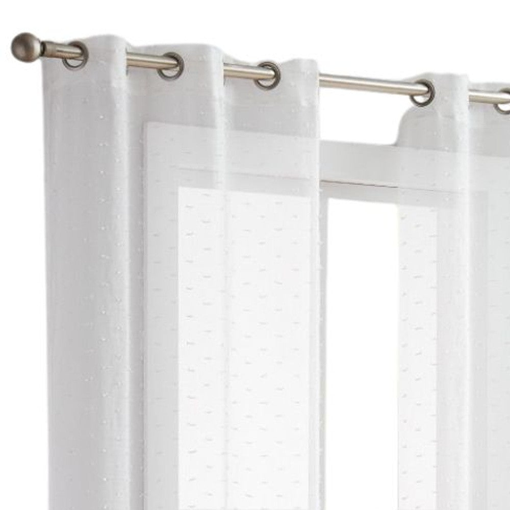 LuxxHomes  Set of Two 96" White Sprinkled Embellishment Window Curtain Panels