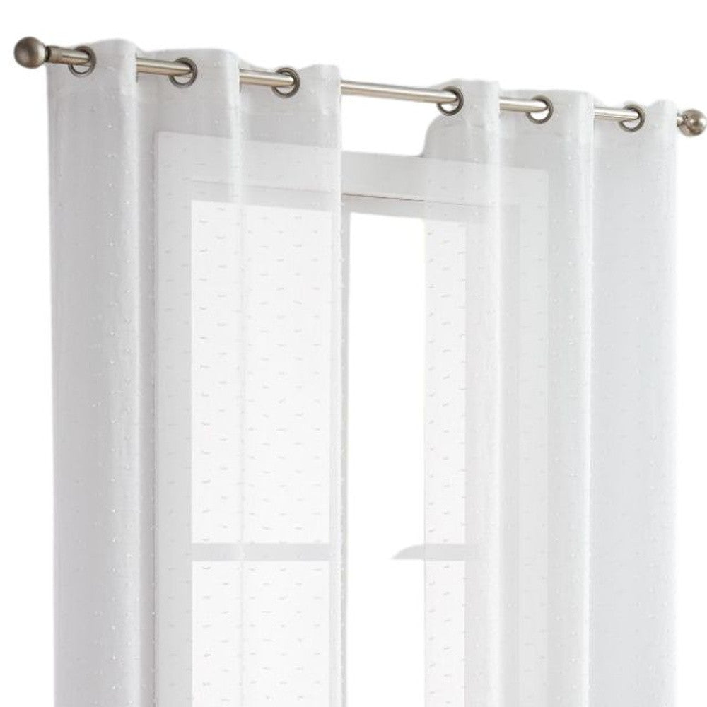 LuxxHomes  Set of Two 96" White Sprinkled Embellishment Window Curtain Panels