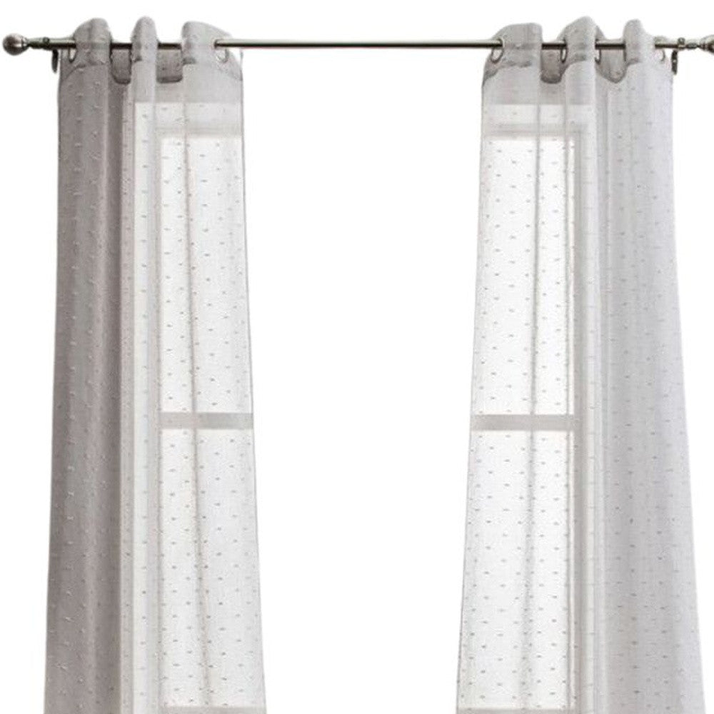 LuxxHomes  Set of Two 96" Gray Ribbon Embellished Window Curtain Panels