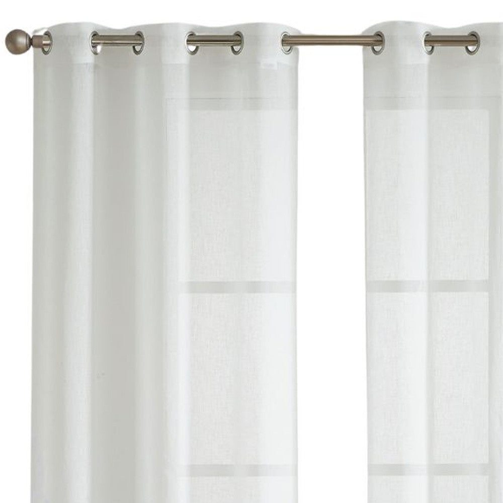 LuxxHomes  Set of Two 84"  White Velvet Applique Window Panels