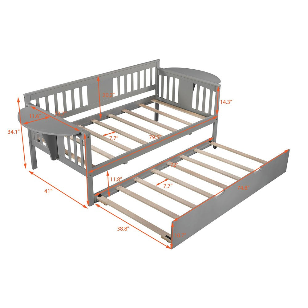 Gray Twin Bed with Trundle