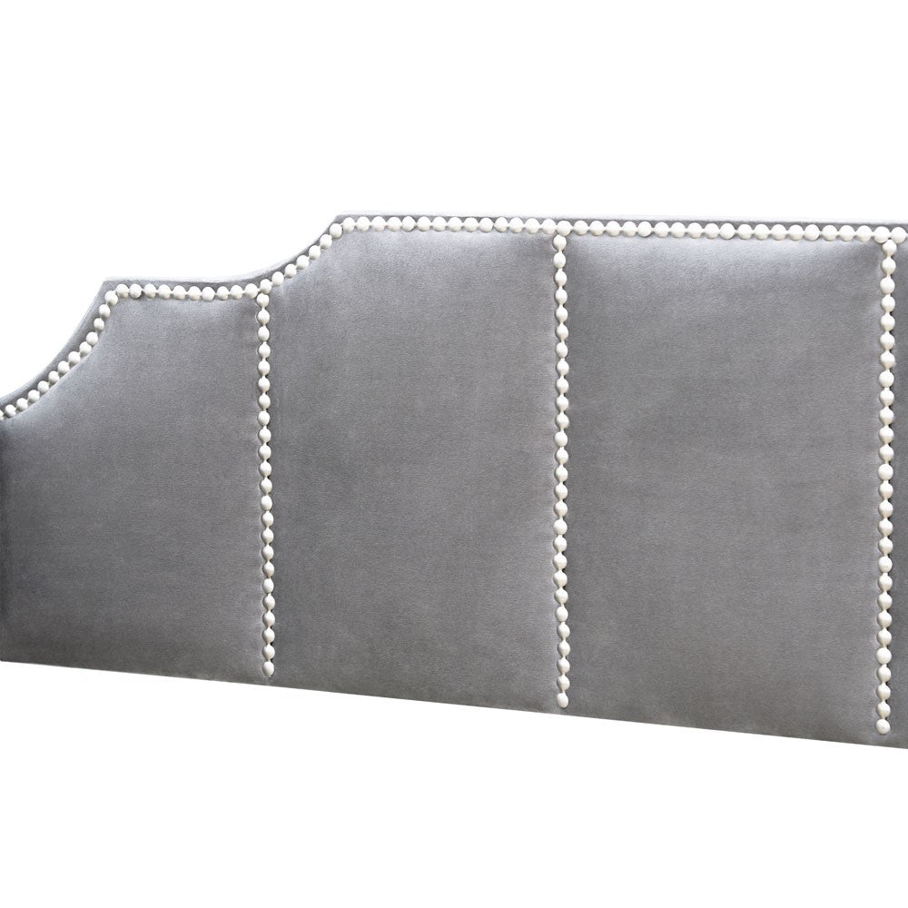 LuxxHomes  Twin Gray Upholstered Polyester Blend Bed