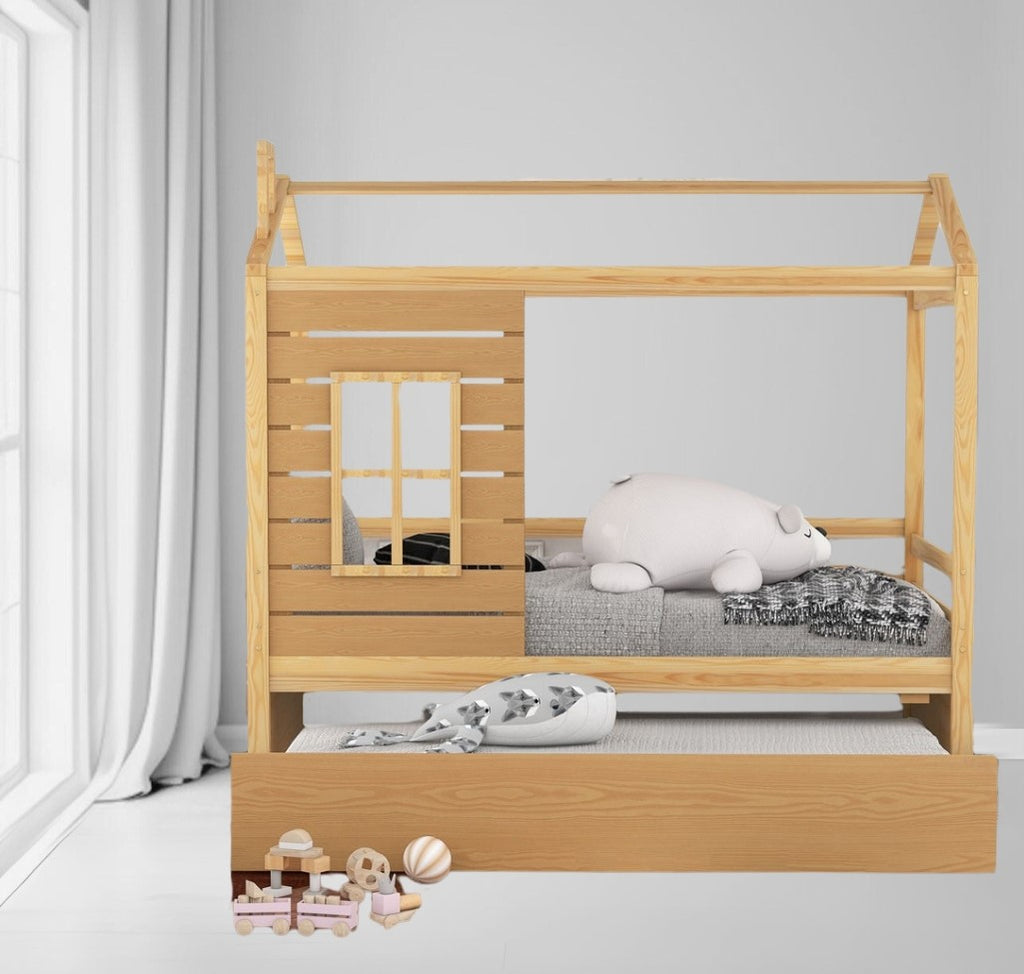 Natural Twin Bed with Trundle