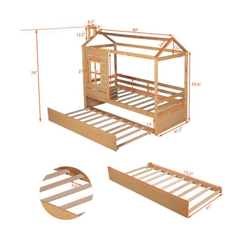 Natural Twin Bed with Trundle