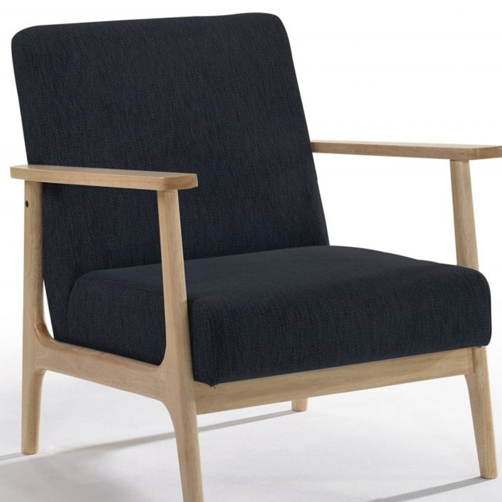 31" Black and Natural Oak Low Seat Modern Armchair