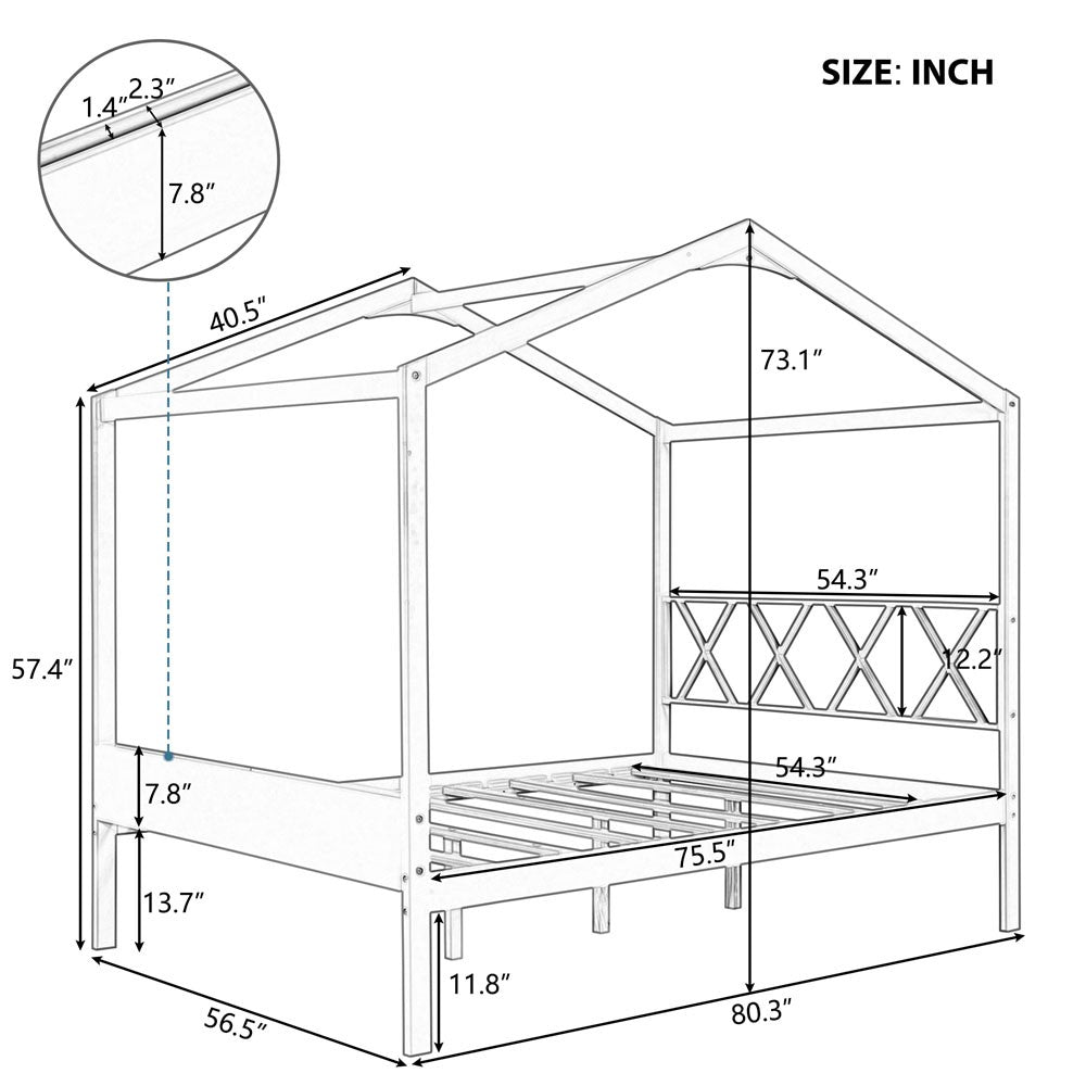 Gray Solid and Manufactured Wood Full Four Poster