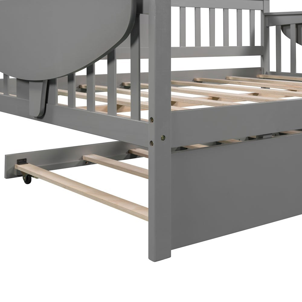 Gray Solid and Manufactured Wood Bed with Trundle