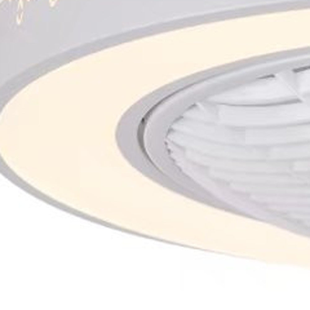 White Modern Flush LED Ceiling Fan and Light